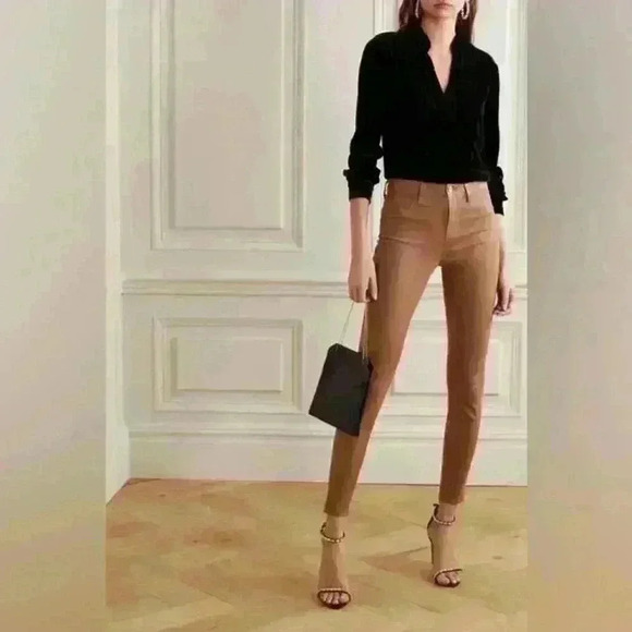 L'agence - Marguerite Coated High-Rise Skinny Jeans - Tan Sz 26 NWOT - Picture 5 of 15
